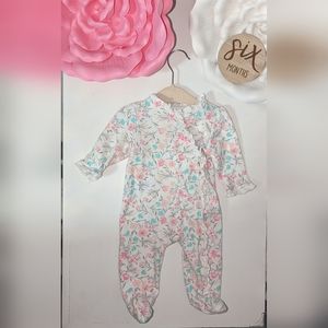 Little Me Floral Footie With Hat (Baby Girl)